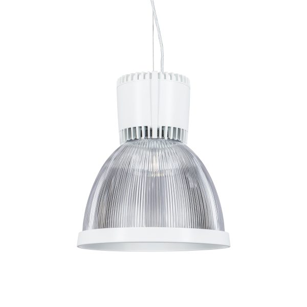 White clear version of the Light4U Bryan Pendant suspended luminaire.